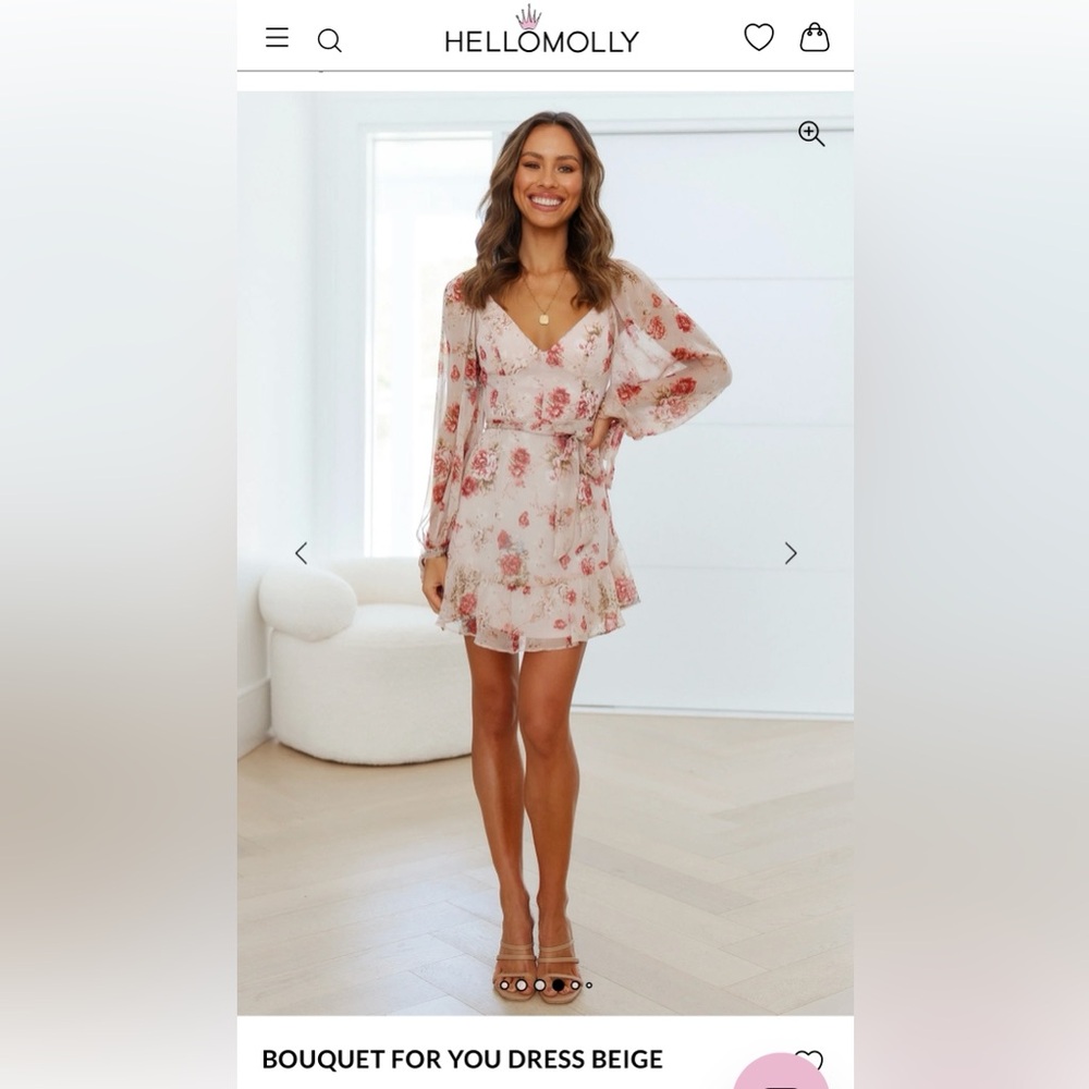 HELLO MOLLY - BOUQUET FOR YOU DRESS - BEIGE - S NWT - HELLO MOLLY